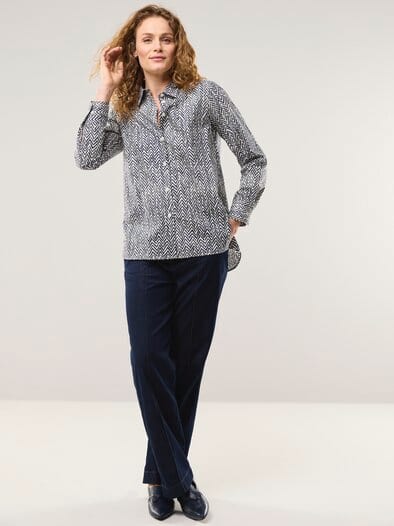 Hemdbluse aus Baumwolle Dessin Fischgrat