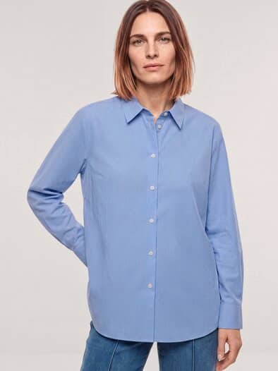 Hemdbluse aus Baumwolle Streifen Marine