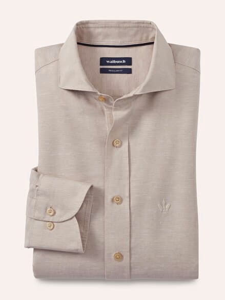 Leinen-Mix Hemd mit Haifischkragen Sand Leinen-Mix Hemd mit Haifischkragen Sand