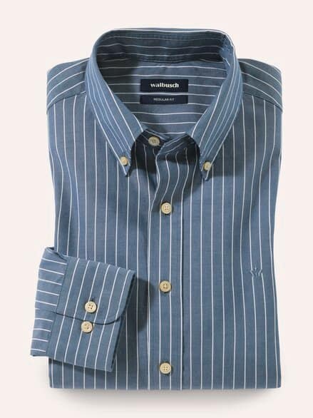 Hemd aus Royal-Oxford Streifen Rauchblau