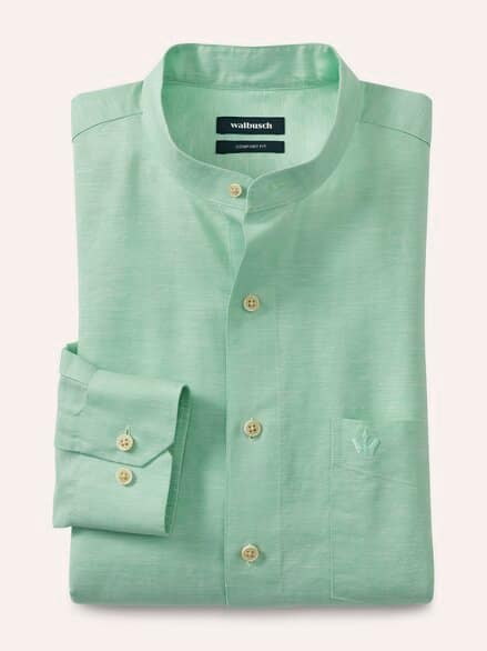 Stehkragen-Leinenhemd Pistazie Stehkragen-Leinenhemd Pistazie