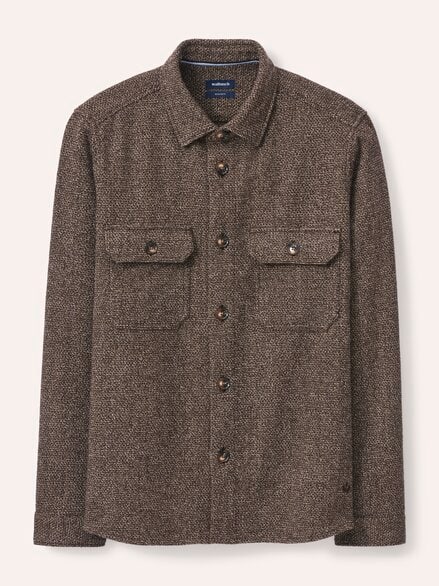 Hemd-Jacke Woll-Mix Braun/Beige