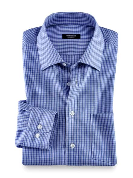 Extraglatt-Hemd Kent-Kragen Karo Blau/Weiß Extraglatt-Hemd Kent-Kragen Karo Blau/Weiß