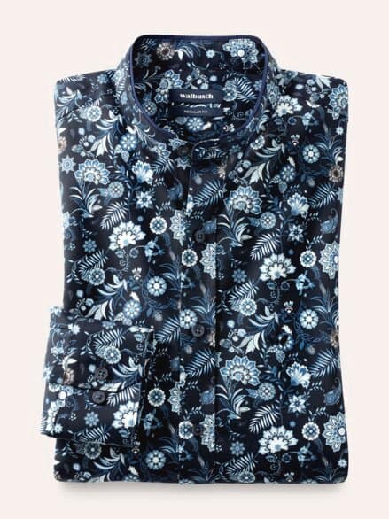 Extraglatt-Stehkragen-Hemd Druck Marine Extraglatt-Stehkragen-Hemd Druck Marine