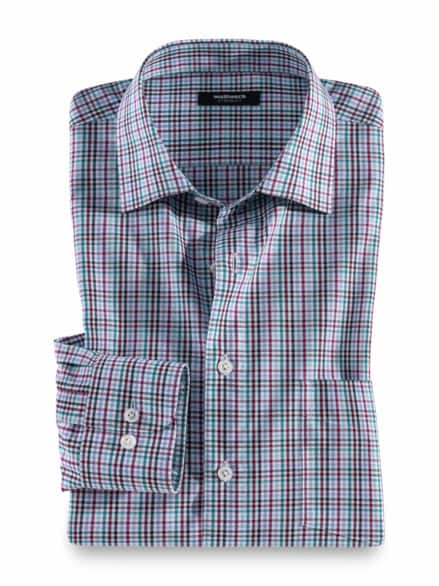 Extraglatt-Hemd Kent-Kragen Karo Lagune Extraglatt-Hemd Kent-Kragen Karo Lagune