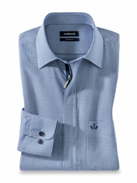 Extraglatt-Hemd Zip & Go Minikaro Blau Extraglatt-Hemd Zip & Go Minikaro Blau