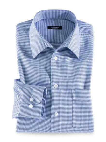 Extraglatt-Hemd Walbusch-Kragen Hahnentr. Blau Extraglatt-Hemd Walbusch-Kragen Hahnentr. Blau