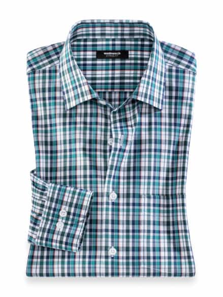 Extraglatt-Hemd Kent-Kragen Lagune kariert Extraglatt-Hemd Kent-Kragen Lagune kariert