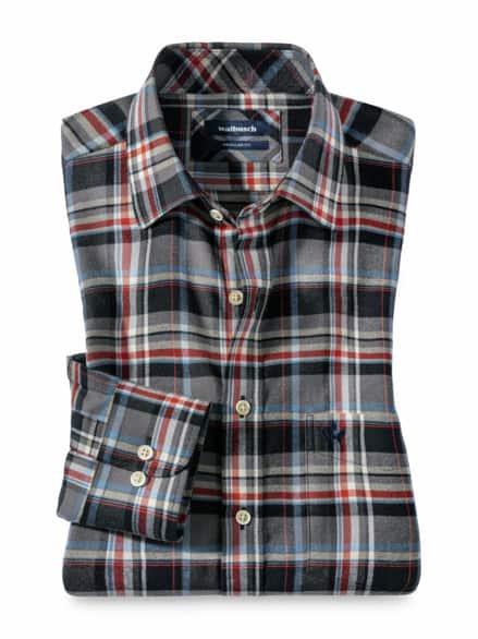 Soft-Flanell-Hemd Karo Grau