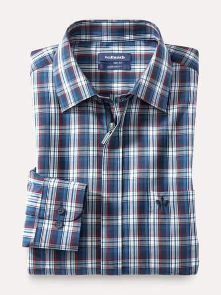 Extraglatt-Hemd Zip & Go Karo Blau Extraglatt-Hemd Zip & Go Karo Blau