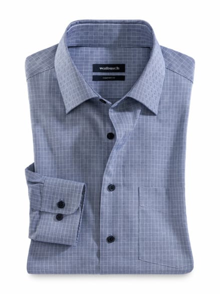 Extraglatt-Hemd Kent-Kragen Gitterkaro Navy Extraglatt-Hemd Kent-Kragen Gitterkaro Navy