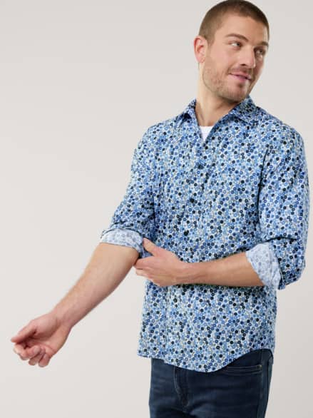 bügelfreies Hemd mit Relax-Kragen Druck Floral