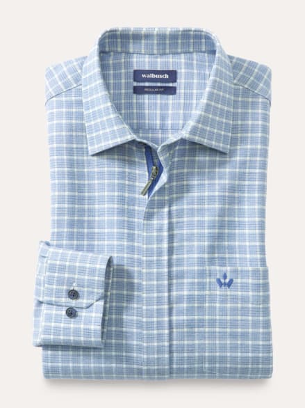 Soft-Flanell-Hemd Zip & Go Karo Blau Soft-Flanell-Hemd Zip & Go Karo Blau