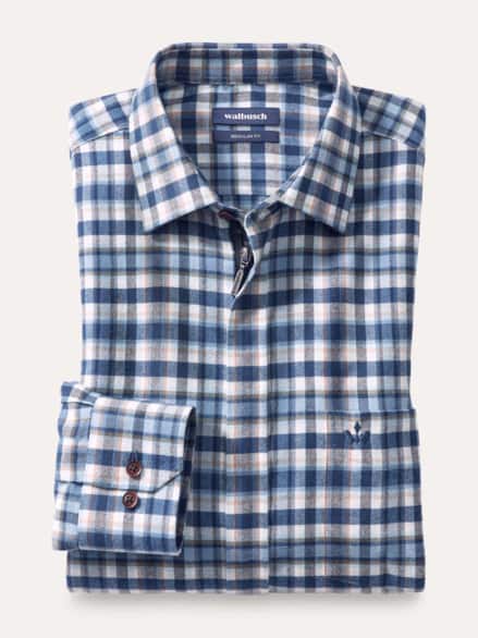 Soft-Flanell-Hemd Zip & Go Karo Marine Soft-Flanell-Hemd Zip & Go Karo Marine