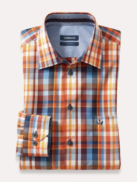 Extraglatt-Hemd Herbstlaub Karo Terra Extraglatt-Hemd Herbstlaub Karo Terra