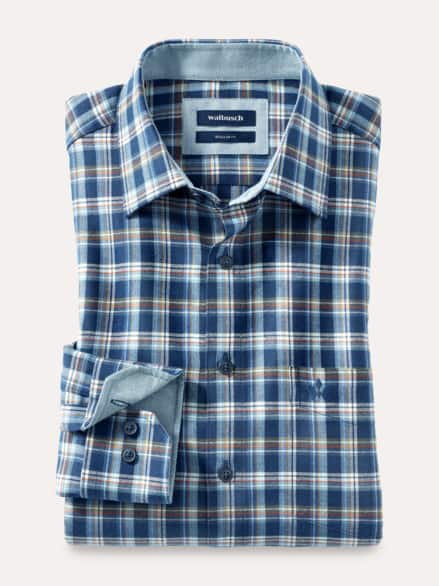 Softflanell-Hemd Fensterkaro Marine