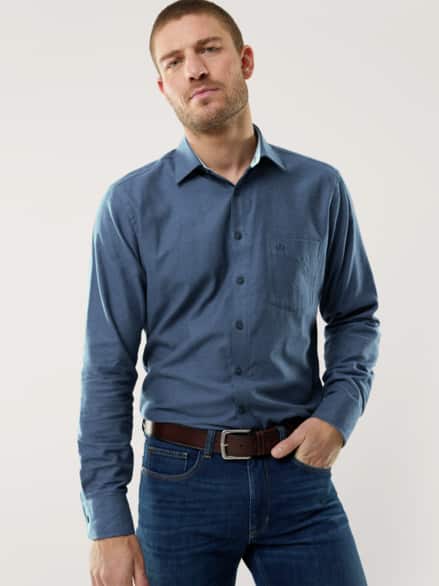 Softflanell-Hemd Uni Marine