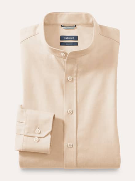 Flanell Stehkragen-Hemd Natur Flanell Stehkragen-Hemd Natur