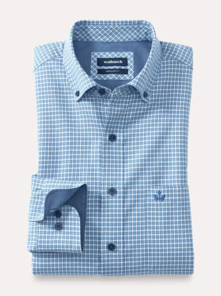 Cashmere-Mix-Hemd Vichy Blau Cashmere-Mix-Hemd Vichy Blau