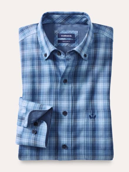 Cashmere-Mix-Hemd Karo Blau Cashmere-Mix-Hemd Karo Blau