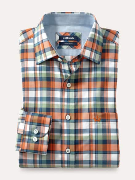 Extraglatt-Hemd Soft-Twill Karo Orange Extraglatt-Hemd Soft-Twill Karo Orange