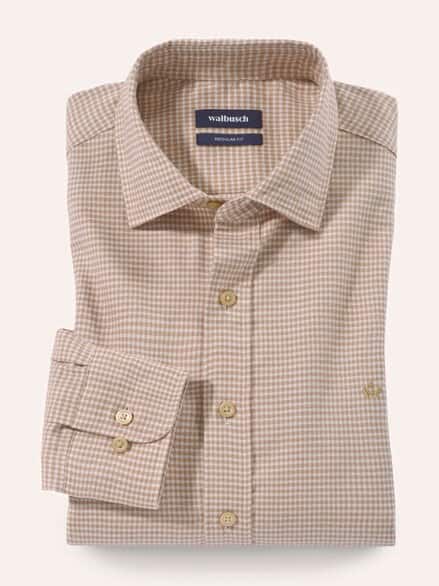 Soft-Flanell Hemd mit Kent-Kragen Minikaro Natur