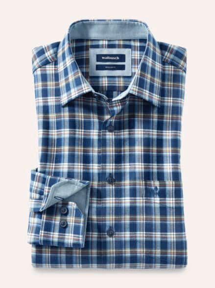 Softflanell-Hemd Fensterkaro Marine