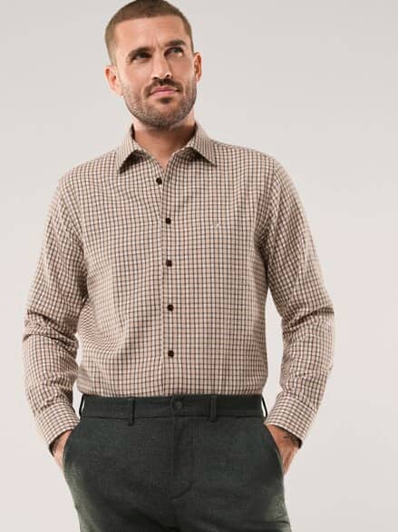 Hemd aus portugiesischem Flanell Minikaro Camel