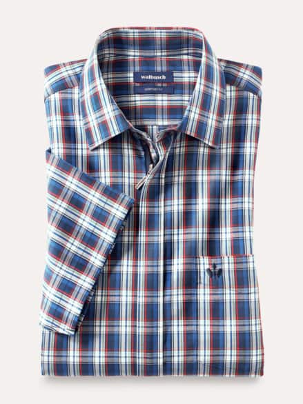 Extraglatt-Hemd Zip & Go Karo Blau