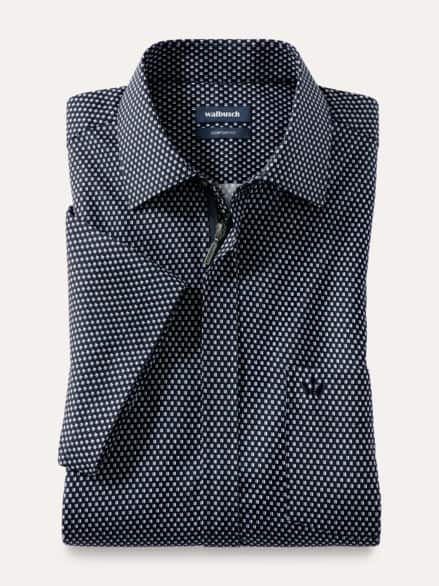 Extraglatt-Hemd Zip & Go Druck Marine