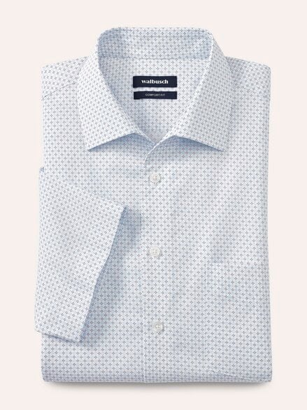 Extraglatt-Hemd Walbusch-Kragen Druck Weiß