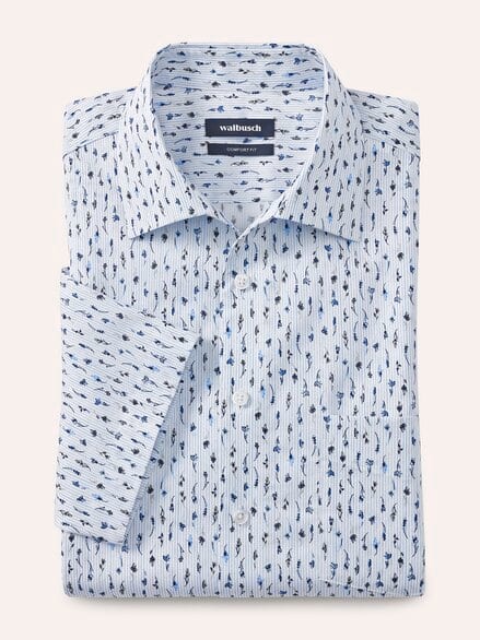 Extraglatt-Hemd Walbusch-Kragen Blumen Druck