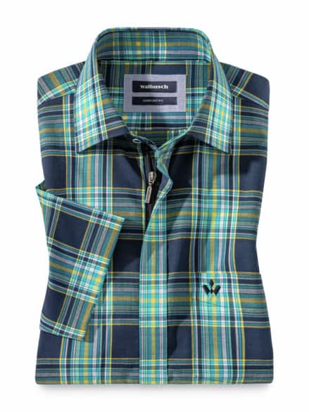 Tropical-Hemd Zip&Go Karo Marine Tropical-Hemd Zip&Go Karo Marine