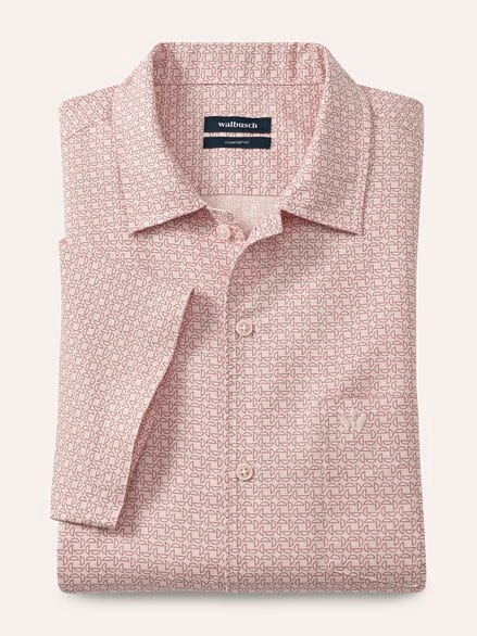 Leinen-Mix Revers-Kragen-Hemd Druck Rot