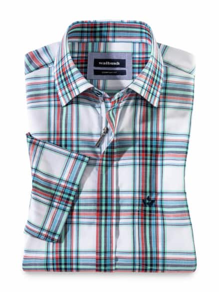 Tropical-Hemd Zip&Go Karo Weiß