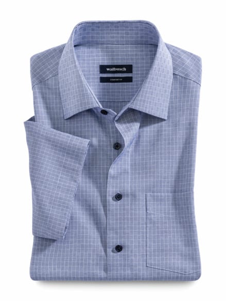 Extraglatt-Hemd Kent-Kragen Gitterkaro Navy Extraglatt-Hemd Kent-Kragen Gitterkaro Navy