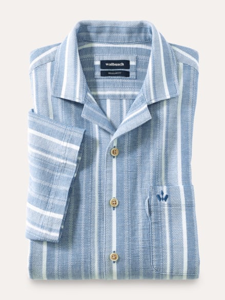 Baumwoll-Hemd Summer Breeze Streifen Bleu