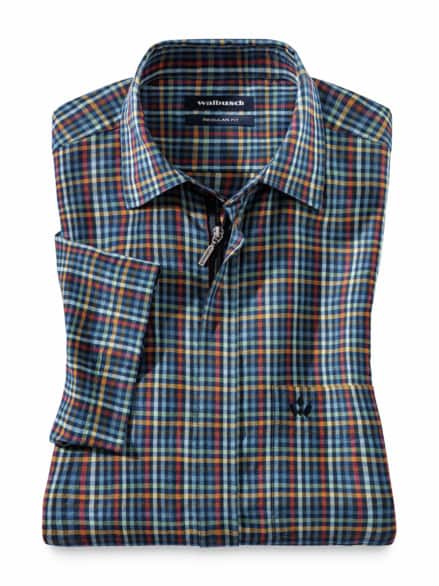 Leinen-Mix Hemd Zip & Go Vichy Marine Leinen-Mix Hemd Zip & Go Vichy Marine