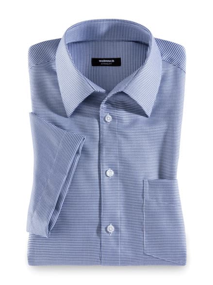 Extraglatt-Hemd Walbusch-Kragen Hahnentritt Blau Extraglatt-Hemd Walbusch-Kragen Hahnentritt Blau
