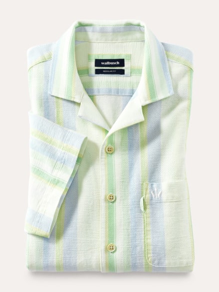 Baumwoll-Hemd Summer Breeze Streifen Minze