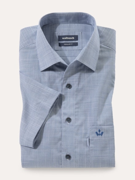 Tropical-Hemd Easycare Minikaro Blau Tropical-Hemd Easycare Minikaro Blau