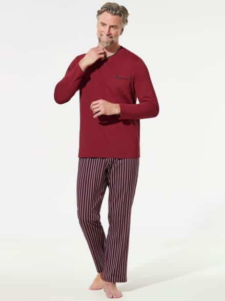 V-Pyjama Softcotton Rot/Blau