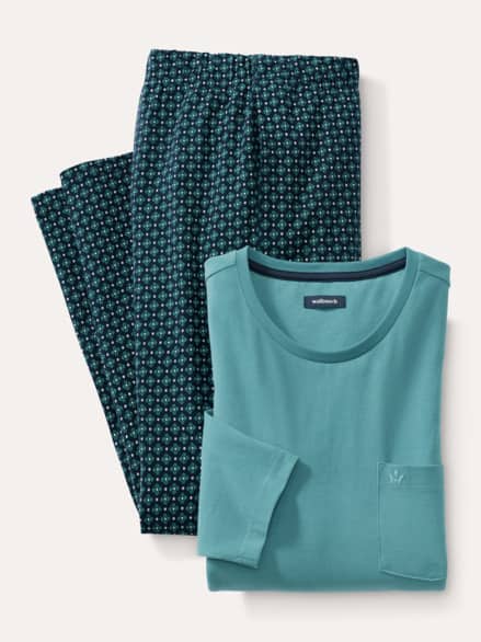 Jersey Flanell Pyjama Streifen Petrol Jersey Flanell Pyjama Streifen Petrol