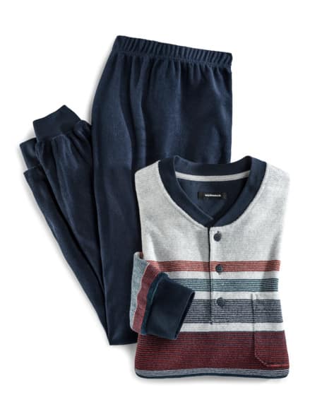 Frottee-Schlafanzug Winterwarm Marine/Terra Frottee-Schlafanzug Winterwarm Marine/Terra