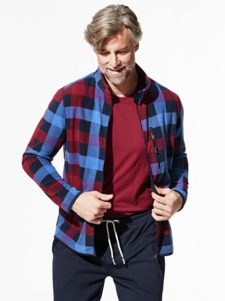 Relax- Fleecejacke Karo Blau