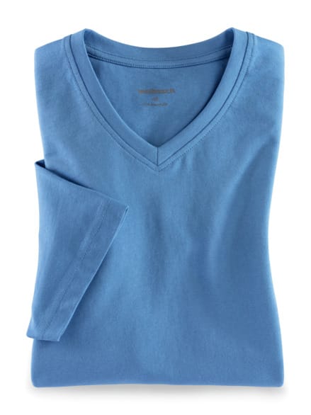 T-Shirt V-Ausschnitt Mittelblau T-Shirt V-Ausschnitt Mittelblau