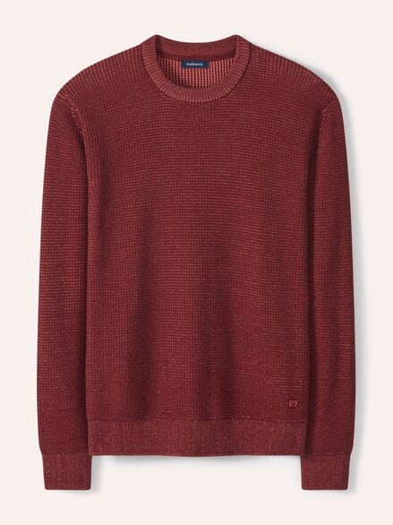 Strukturpullover Bicolor Dunkelrot