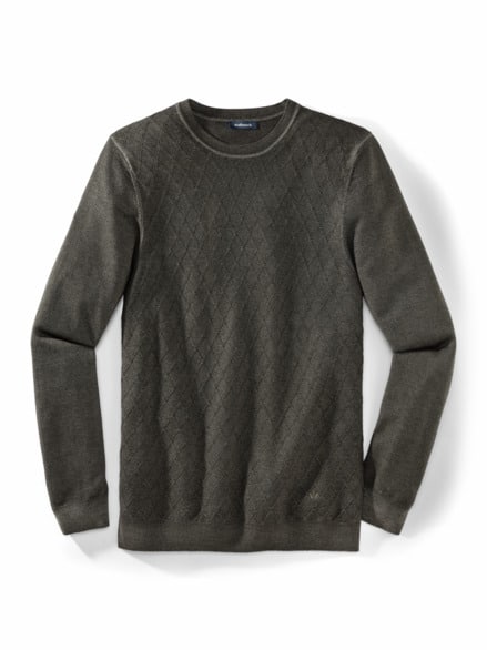 Strukturpullover Merino Extrafein Salbei Strukturpullover Merino Extrafein Salbei