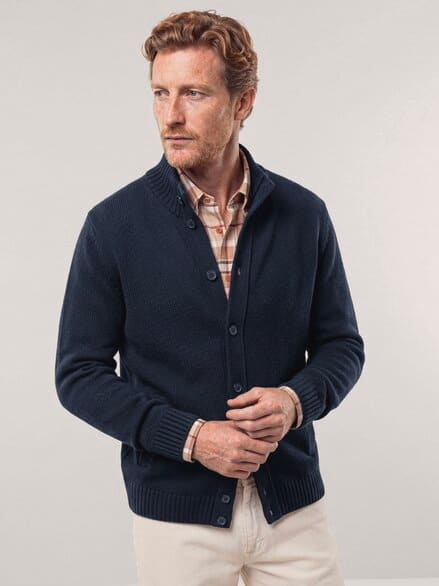 Strick-Blouson mit Merinowolle Marine