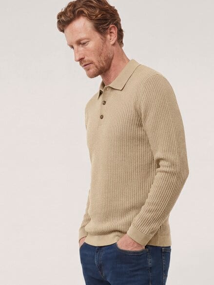 Strickpolo aus Baumwolle Sand